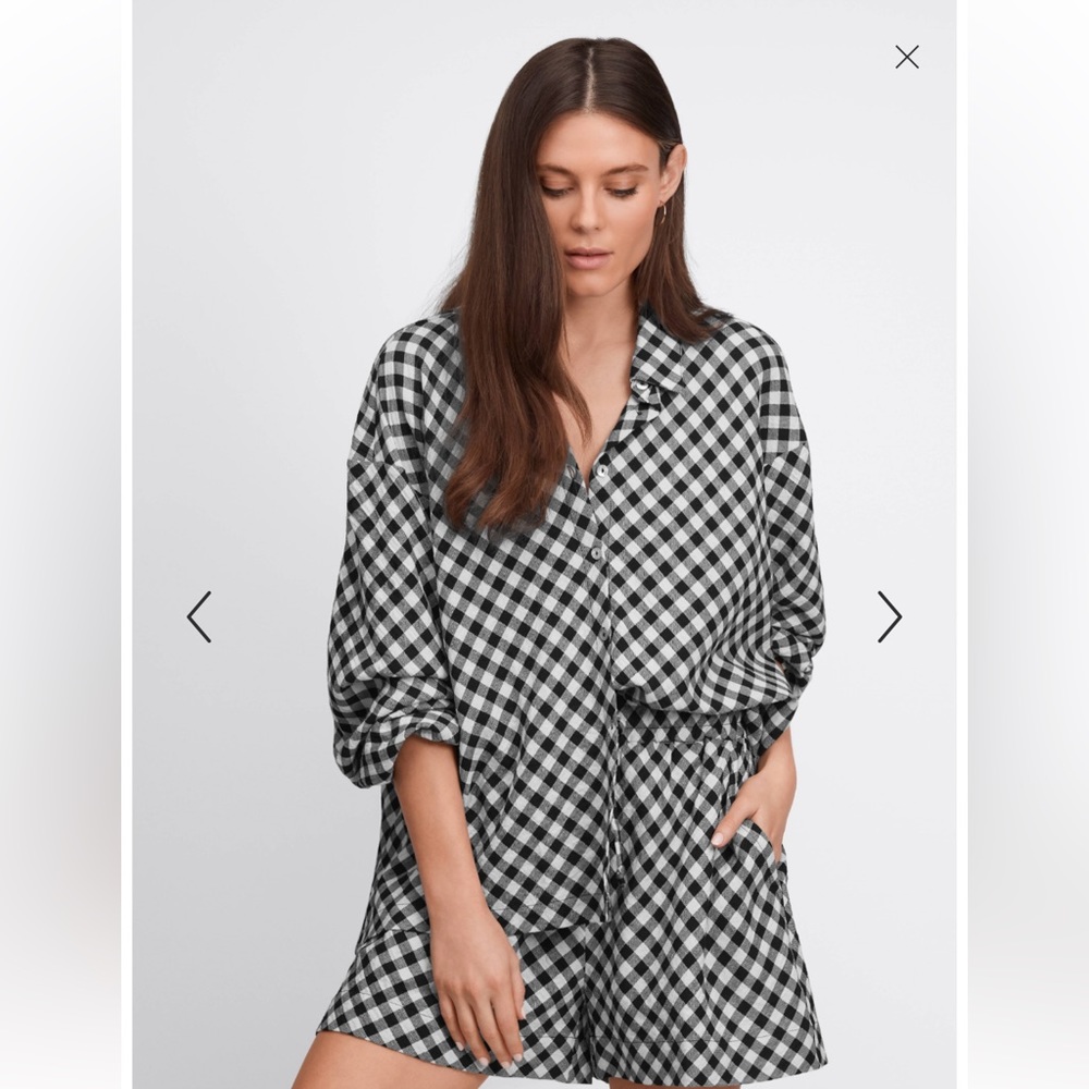 Johnny Was Checks High Low Button Shirt Size XS